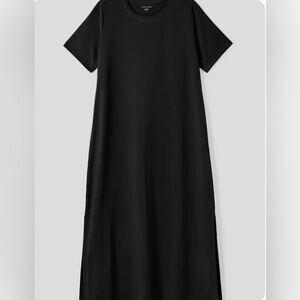 EILEEN FISHER Black Jersey Shift Dress Viscose Spandex Ankle Length Size PP/PTP